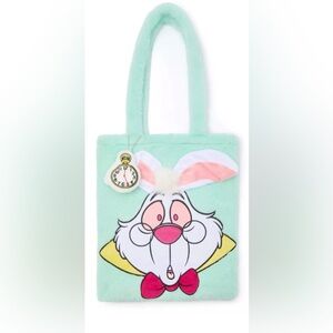 Disney Parks White Rabbit Plush Tote Bag W/Embroidered Floppy Ears NWT
